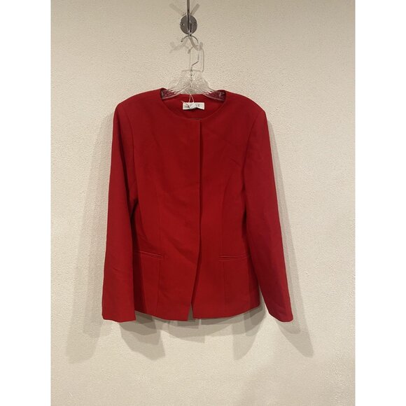 ALIGNE Daphne Blazer Womens 8 Red Collarless Open Front Tie Back A0001031 - Picture 2 of 6